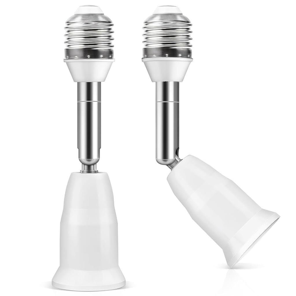 ELEPHANTBOAT 2Pcs Swivel Extension Socket for E27 Light Bulb 180° Rotatable 5.5 Inches Angled Extension Socket for E27 Light Bulb, No Bulb Included ELEPHANTBOAT 2Pcs Swivel Extension Socket for E27 Light Bulb 180° Rotatable 5.5 Inches Angled Extension Socket for E27 Light Bulb, No Bulb Included